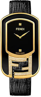 fendi chameleon diamond goldtone leather strap watch|Fendi Chameleon Watch Collection .